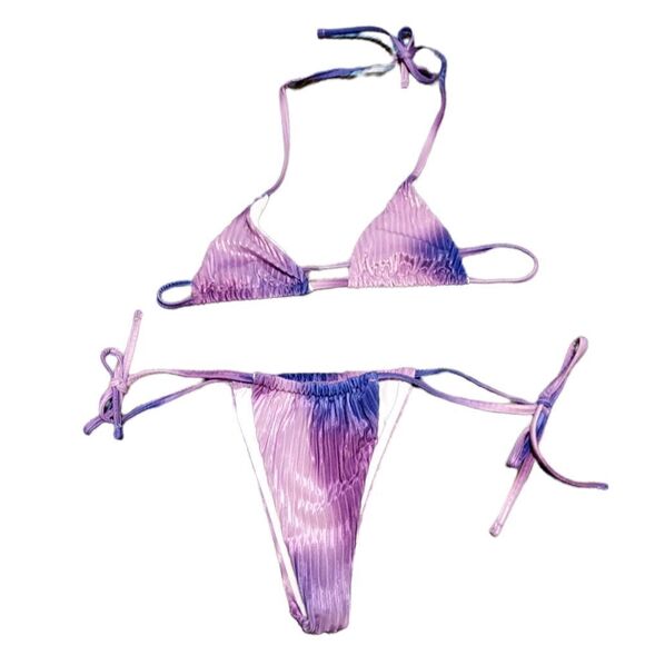 VELOUR Purple Ombre String Bikini Swimsuit Swim Small - Picture 2 of 8